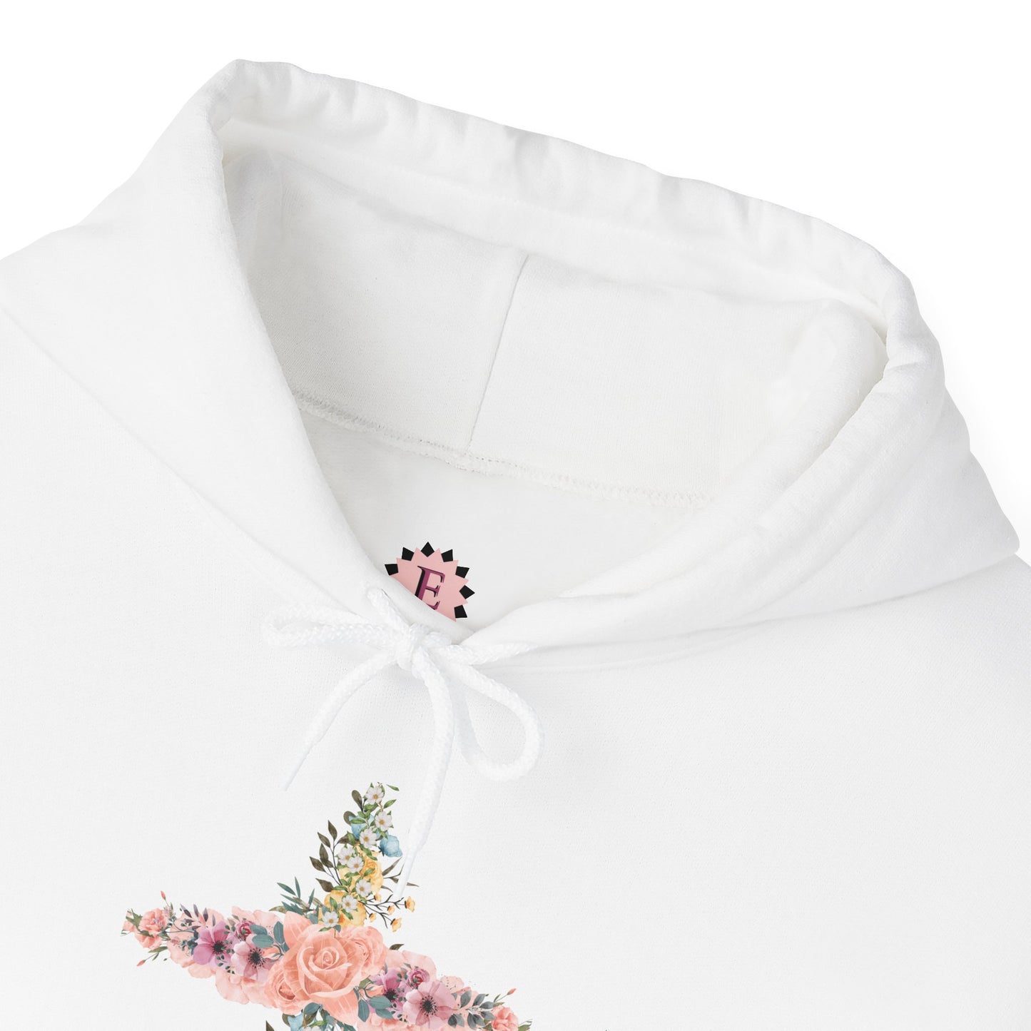 Floral Cross Hoodie — Pastel Botanical Faith Sweatshirt