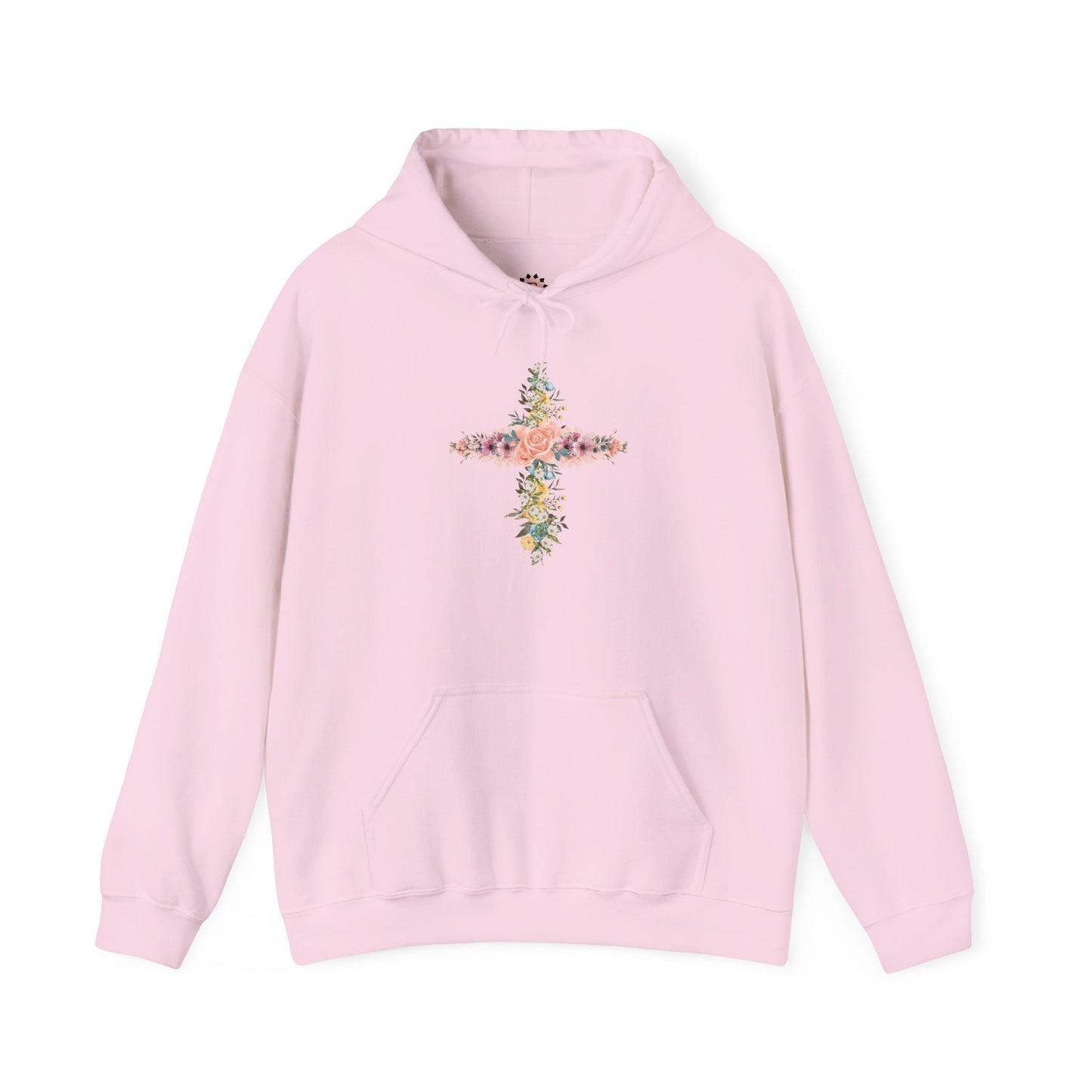 Floral Cross Hoodie — Pastel Botanical Faith Sweatshirt