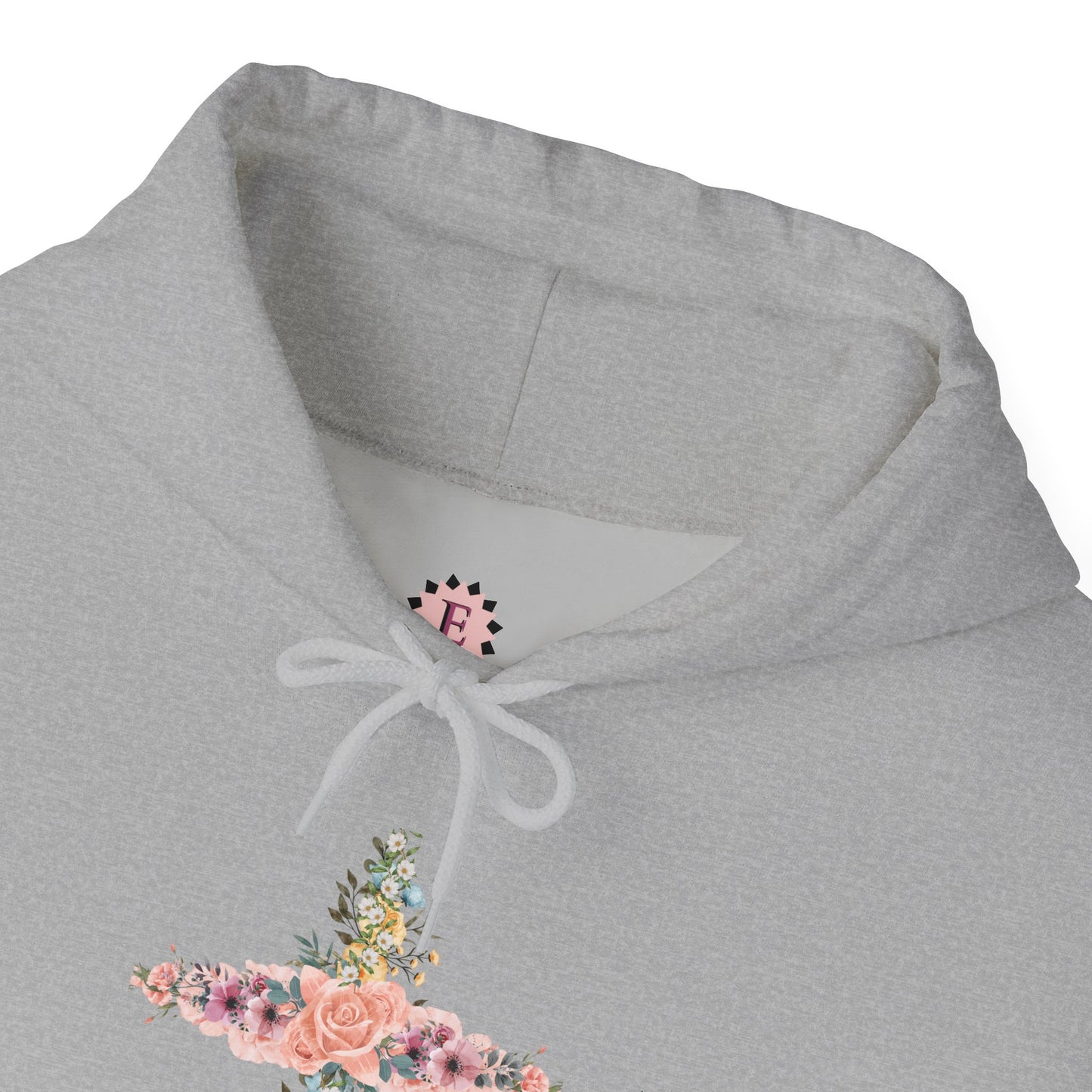 Floral Cross Hoodie — Pastel Botanical Faith Sweatshirt
